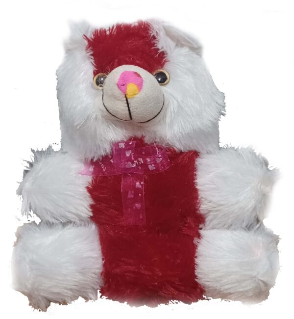 Adorable White and Red Teddy Bear Toy – Soft Plush Cuddly Companion for Kids & Loved Ones