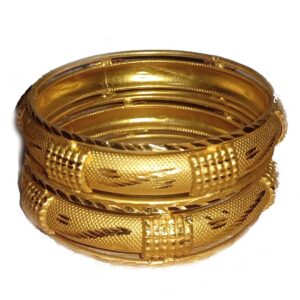 Alloy Gold Plated Bangle Set – Elegant Traditional Jewelry for Women (Size 2.6)