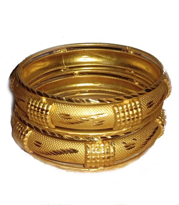 Alloy Gold Plated Bangle Set – Elegant Traditional Jewelry for Women (Size 2.6)